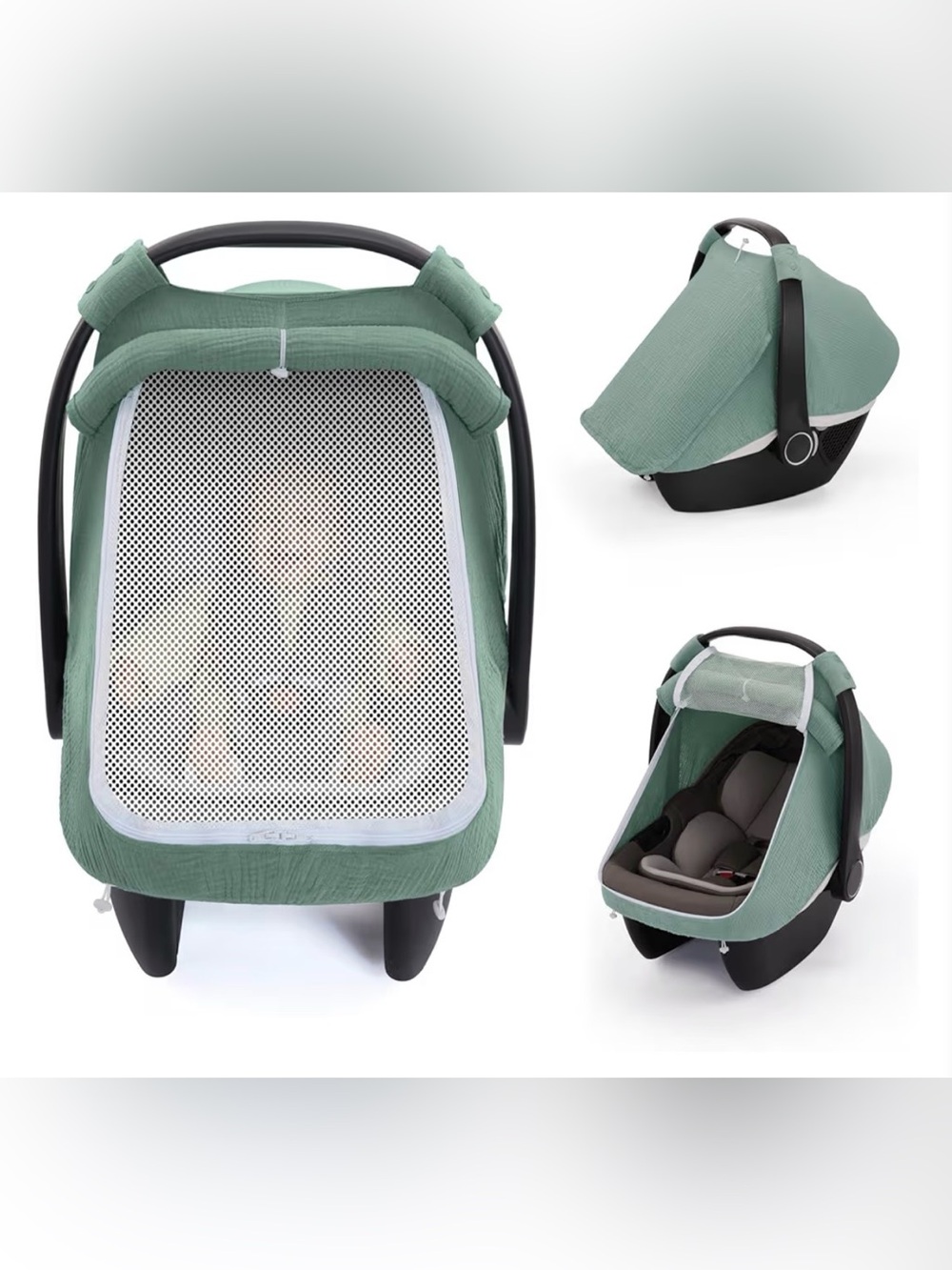 Blissful Car Seat Cover - 100% Muslin Cotton Fabric - Roman Green. New!